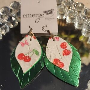 Cherry Leaf Leather Earrings